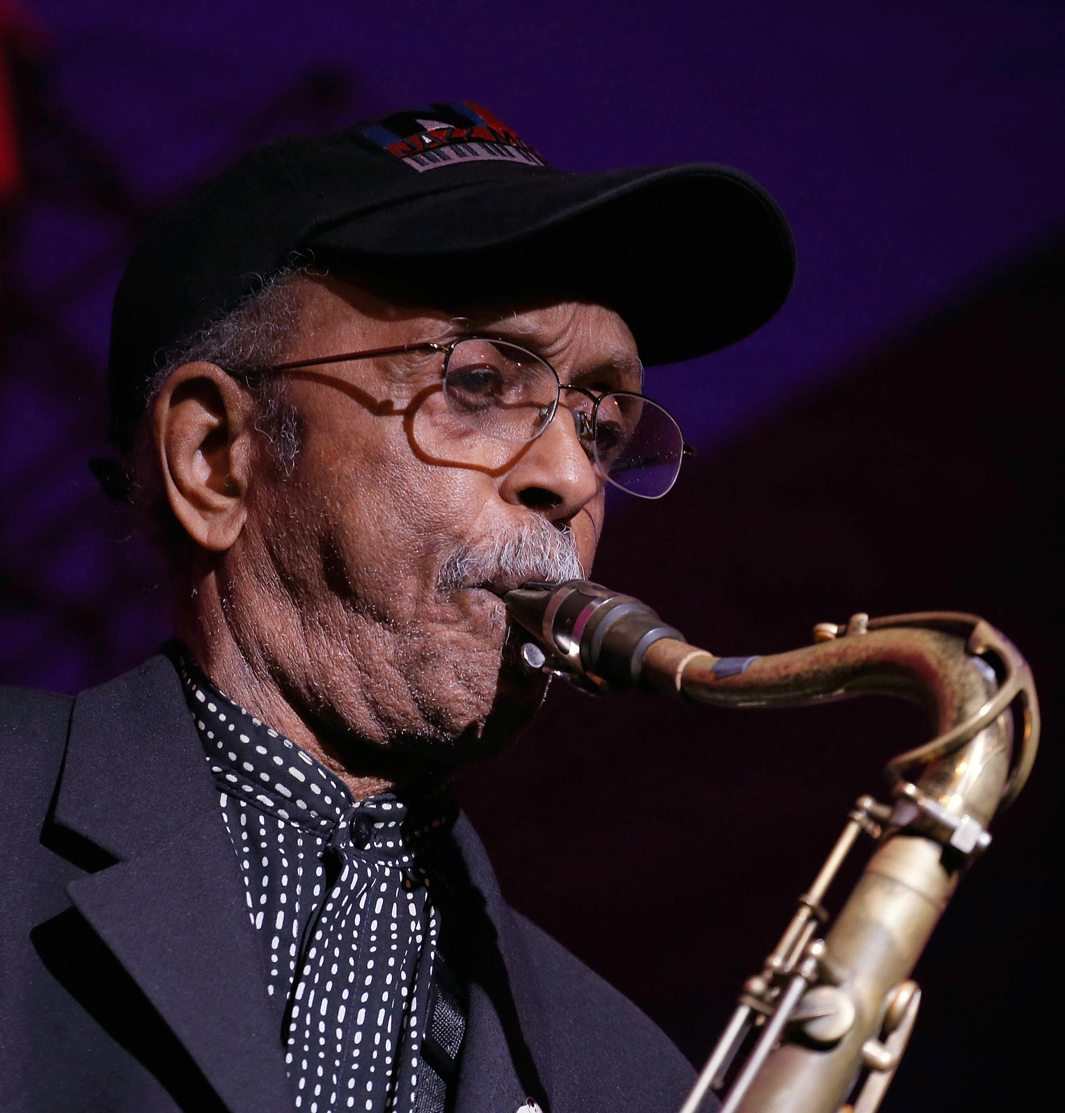 NEW YORK, NEW YORK - MARCH 30:  Saxophonist Jimmy Heath performs during the Apollo Walk of Fame Induction Ceremony for Charlie "Yardbird" Parker at The Apollo Theater on March 30, 2016 in New York City.  (Photo by John Lamparski/WireImage)