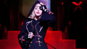 Pictured: Madonna performing during the Madame X Tour of the Paramount+ original movie MADAME X. Photo Cr: Ricardo Gomes ©2021 Paramount+, Inc. All Rights Reserved.