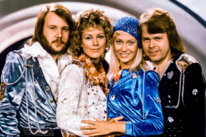 Picture taken in 1974 in Stockholm shows the Swedish pop group Abba with its members (L-R) Benny Andersson, Anni-Frid Lyngstad, Agnetha Faltskog and Bjorn Ulvaeus posing after winning the Swedish branch of the Eurovision Song Contest with their song "Waterloo". - Sweden's legendary disco group ABBA announced on April 27, 2018 that they have reunited to record two new songs, 35 years after their last single. The quartet split up in 1982 after dominating the disco scene for more than a decade with hits like "Waterloo", "Dancing Queen", "Mamma Mia" and "Super Trouper". (Photo by Olle LINDEBORG / TT News Agency / AFP) / Sweden OUT        (Photo credit should read OLLE LINDEBORG/AFP via Getty Images)